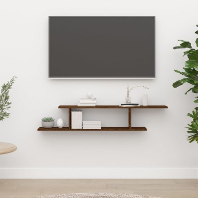 vidaXL Raft TV montat pe perete stejar maro 125x18x23 cm lemn foto