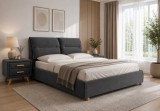 Pat Convers 180x200 cm Cu Lada De Depozitare Tapitat Catifea Gri Inchis Somiera Inclusa