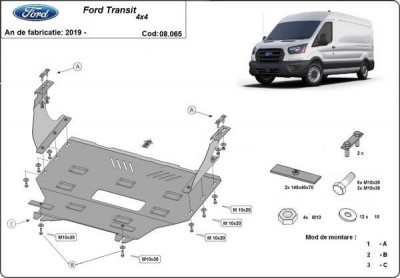 Scut motor metalic Ford Transit 4x4 2019-prezent foto