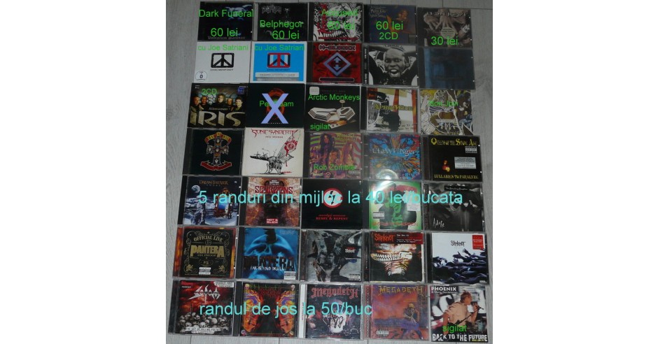 CD rock,death,black metal,punk,AC/DC,Iris,Bon Jovi,Pantera,Megadeth ...