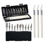 Cumpara ieftin Set cutite modelare de precizie, 13 lame metalice, 3 manere, etui magnetic, pentru decupaj si lucrari fine