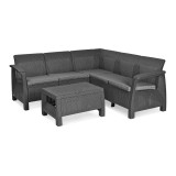 Cumpara ieftin Set de mobilier de grădină Corfu Relax, culoare grafit, cu perne gri deschis