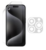 Set folie mata pentru Apple iPhone 15 Pro, protectie Ecran si Camera, Anti amprenta, din silicon