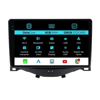 Navigatie Dedicata Peugeot 108 Citroen C1 Toyota Aygo (2014 - 2022), 9Inch, 6Gb Ram, 128Gb Stocare, Carplay foto
