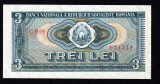 Romania 3 Lei 1966 AUNC , aproape necirculata. Bancnota rara