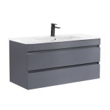 Mască de baie Cube 100 cu chiuvetă ceramică, 2 sertare, gri antracit