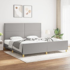 vidaXL Cadru de pat fără saltea, gri deschis, 200x200 cm, textil