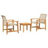 Cumpara ieftin Set mobilier bistro, 3 piese, poliratan bej/lemn de acacia
