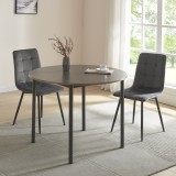 Masa bucatarie Lindesberg 100x75cm gri efect stejar negru rotunda [en.casa] HausGarden Leisure