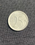 Moneda 25 centimes 1966 Belgia, Europa