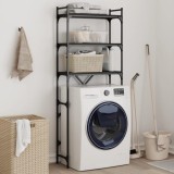 Dulap Masina Spalat Gossi Negru 67x25x163cm Lemn Raft Baie/Spalatorie Economie Spatiu 3 Nivele