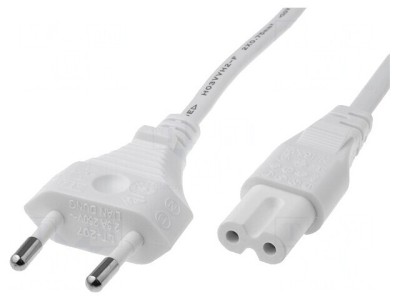 Cablu Alimentare Alb 3m 2x0,75mm2 CEE 7/16 către IEC C7 foto