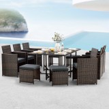 Set 11 piese mobilier gradina Laredo BM maro melir/negru [en.casa] HausGarden Leisure, [en.casa]