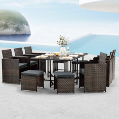 Set 11 piese mobilier gradina Laredo BM maro melir/negru [en.casa] HausGarden Leisure