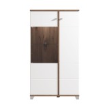 Vitrina living Burgundy 2K VS1, cu usa sticla + LED, stejar flagstaff + folie lucioasa alba, 79 x 40 x 143 cm, 3C