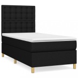 Cumpara ieftin Pat box spring cu saltea, negru, 100x200 cm, textil