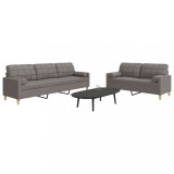 vidaXL Set de canapele cu perne, 2 piese, gri taupe, textil