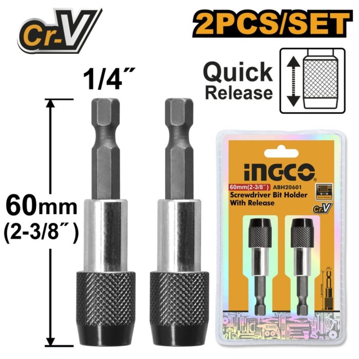 Prelungitor bits cu eliberare rapida set 2 bucati - Ingco ABH20601