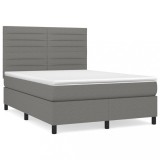 Cumpara ieftin Pat box spring cu saltea, gri inchis, 140x200 cm, textil