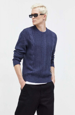 Hollister Co. pulover barbati, culoarea albastru marin foto