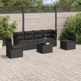 Gossi set canapele de gradina cu perne, 7 piese, negru, poliratan