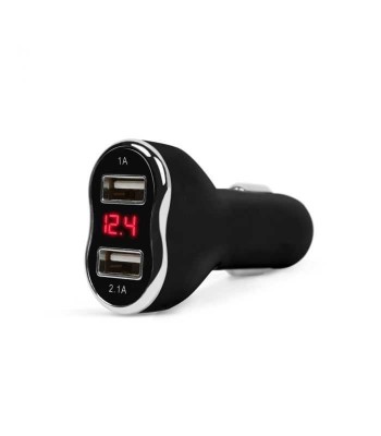 Incarcator auto negru 3.1A USB x2 bricheta cu voltmetru MNC foto