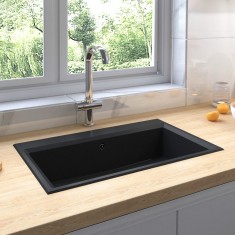 vidaXL Chiuvetă bucătărie neagră 790x500x193 mm granit