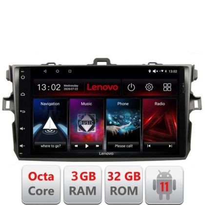 Navigatie Toyota Corolla 2007-2013 D-063 Octa Core cu Android Radio Bluetooth Internet GPS WIFI DSP 3+32 GB 4G LENOVO LITE CarStore Technology
