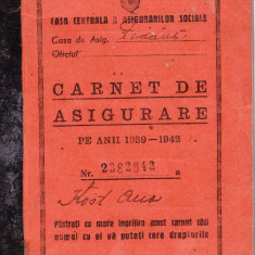 AMS# - CARNET DE ASIGURARE PE ANII 1939-1942