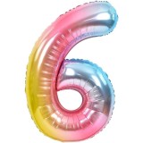 Balon din Folie Metalizata Gradient Cyrax, Figurina Cifra, Tema Aniversare 100 cm, Ambalaj Individual, Pai inclus, Umflare cu Aer sau Heliu, Multicolo