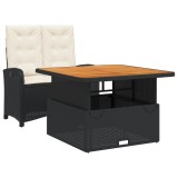 Cumpara ieftin Set mobilier de gradina cu perne, 2 piese, negru, poliratan
