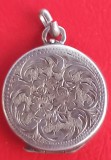 (41) PANDATIV / MEDALION DIN ARGINT PENTRU POZA, ROTUND, VINTAGE, TEMATICA FLORALA, 3.87 GRAME