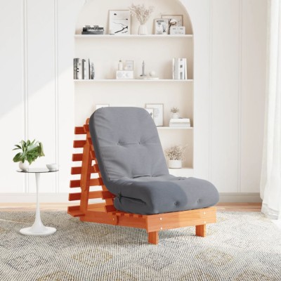 Gossi canapea futon cu saltea, maro, 60x206x11 cm, lemn masiv de pin foto