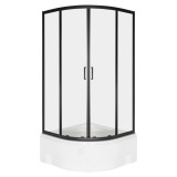 Aruba 80 GL cabină de duș curbată neagră cu tavă ad&acirc;ncă