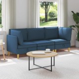 vidaXL Set de mobilier pentru living cu pernă 3 pcs albastru Țesătură 3413713