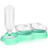 Bol ortopedic dublu pentru pisici cu reumplere automata a apei, Linomag&reg;, 500ml, 37x24x15 cm, Verde fistic