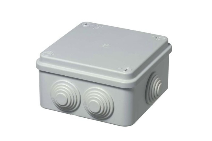 Doza aplicata patrata 105x105x55mm IP55 pentru distributie jonctiune ABS rezitenta UV cu presetupe
