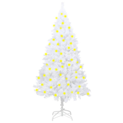 Brad de Crăciun artificial cu LED&amp;amp;ramuri groase, alb, 150 cm foto