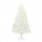 Brad de Crăciun artificial cu LED&amp;ramuri groase, alb, 150 cm