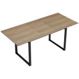 HOMCOM Masă de Luat Masa Extensibilă pentru 6-8 Persoane cu Panouri Detașabile, 140-180cm Masă Rectangulară Extensibilă cu Bază din Oțel, Stil Industr