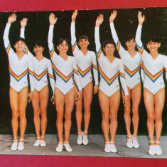 Foto-tip carte postala-Echipa Olimpica de Gimnastica a ROMANIEI-Los Angeles 1984