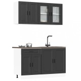 VidaXL Set dulap de bucătărie 4 piese &bdquo;Kalmar&rdquo; lemn negru prelucrat