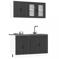 vidaXL Set dulap de bucătărie 4 piese &bdquo;Porto&rdquo; lemn negru prelucrat 3314872