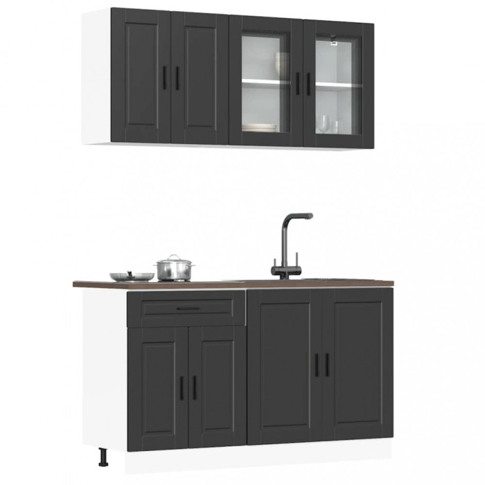 vidaXL Set dulap de bucătărie 4 piese &bdquo;Porto&rdquo; lemn negru prelucrat