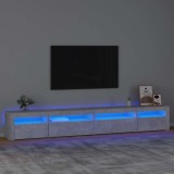 vidaXL Comodă TV cu lumini LED, gri beton, 270x35x40 cm 3152749