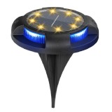 Lampa solara led tip spot pentru gradina flippy, cu 4 leduri laterale multicolore si 8 leduri principale alb cald, ip65, material abs, baterie 2v, 700