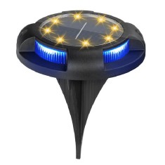 Lampa solara LED tip spot pentru gradina Flippy, cu 4 leduri laterale multicolore si 8 leduri principale alb cald, IP65, material ABS, baterie 2V, 700
