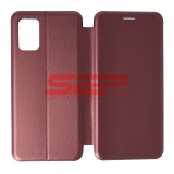 Husa Flip Cover Round Samsung Galaxy A02s, Wine - Protectie Premium