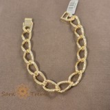 Bratara Ancora , unisex, placata aur 14K, zale ovale texturate, 21 cm