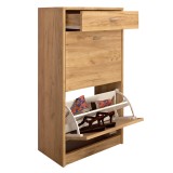 Cumpara ieftin Pantofar 2 compartimente cu sertar pal maro stejar artisan Vivat 50x28x92 cm